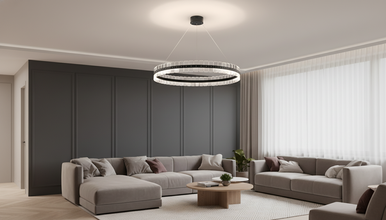 Acrylic LED Ring Pendant: Minimalist Halo Ceiling Light