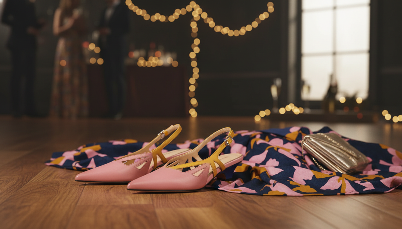Colorblock Mid-Heel Open-Back Sandals for Parties