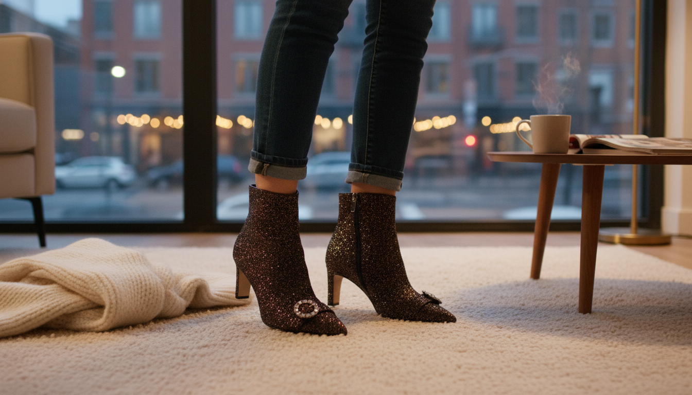 Jimmy Choo Hanover 65: Amethyst Glitter Boot Styling