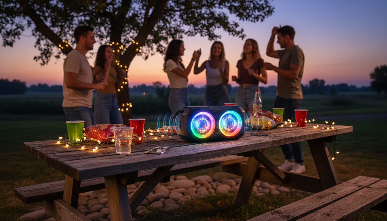 180W Peak Portable Speaker: Deep Bass + LED Party Lights